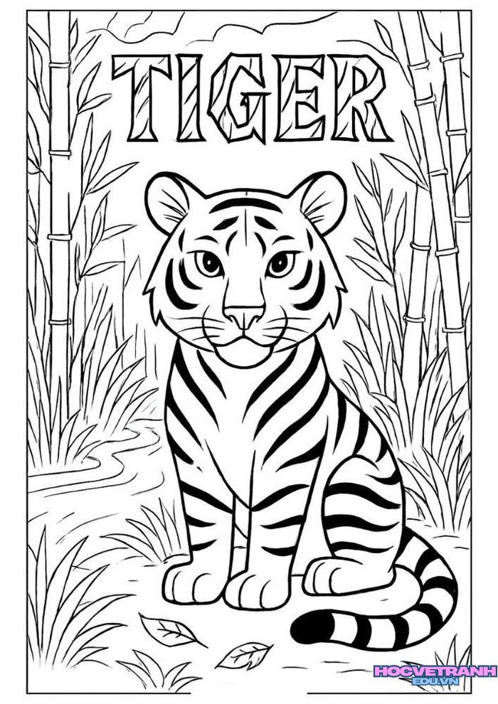 tranh tô màu con hổ xinh