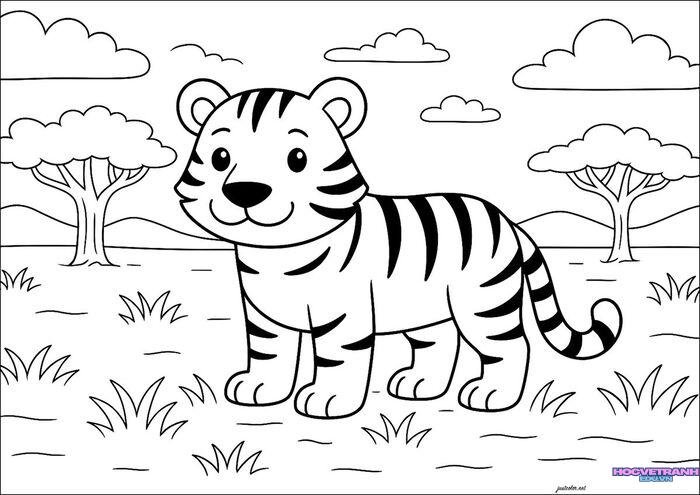 tranh tô màu con hổ