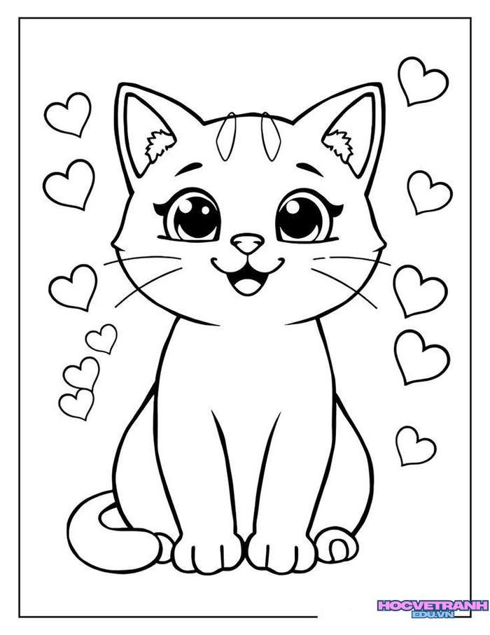 tranh tô màu con mèo đẹp xinh