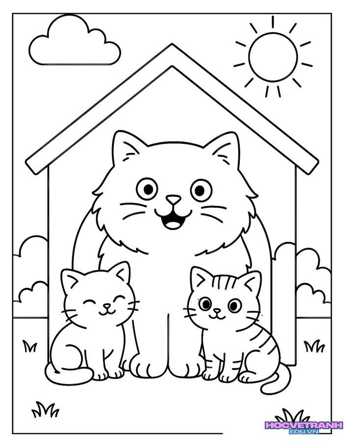 tranh tô màu con mèo xinh nhất