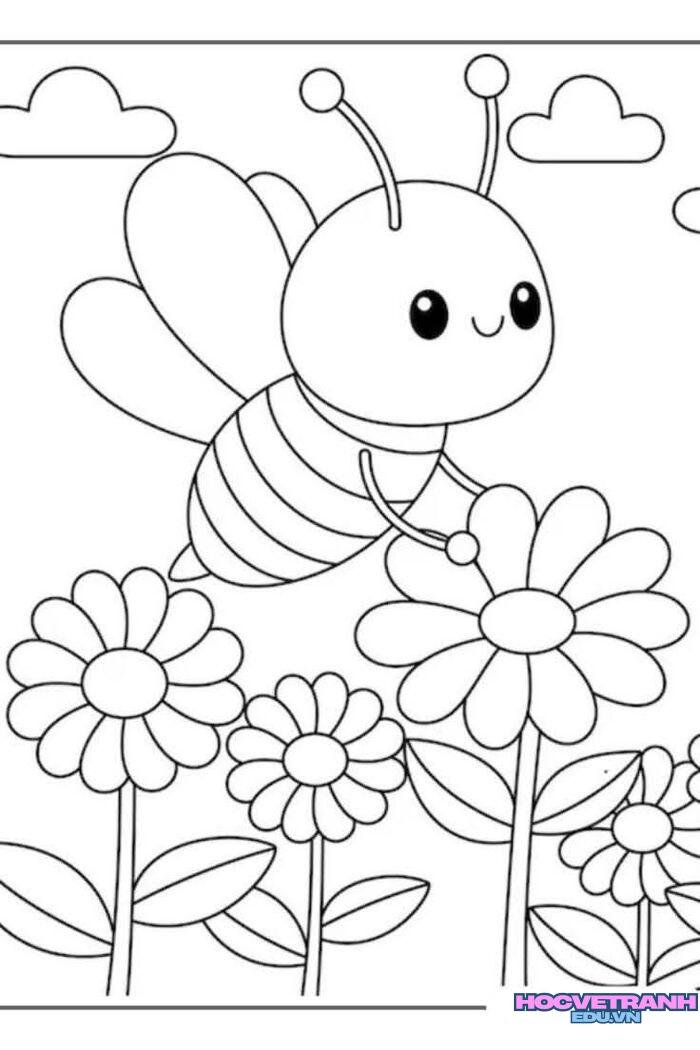 tranh tô màu con ong đẹp xinh