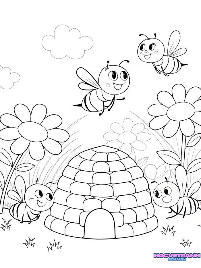 tranh tô màu con ong siêu đẹp