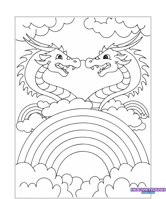 tranh tô màu con rồng cực xinh