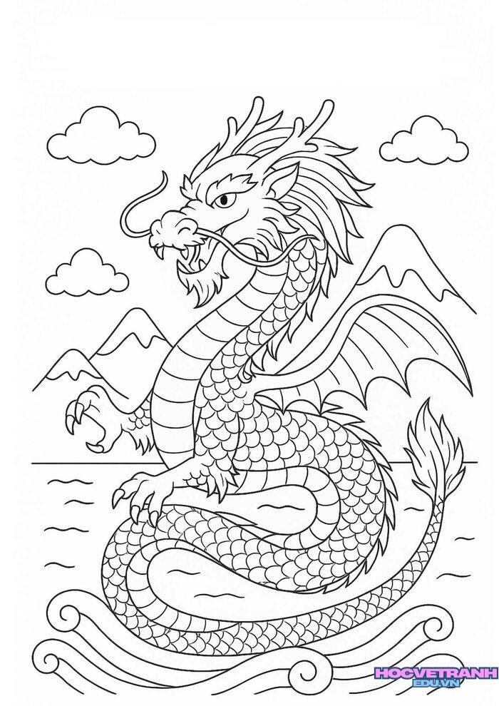 tranh tô màu con rồng đẹp