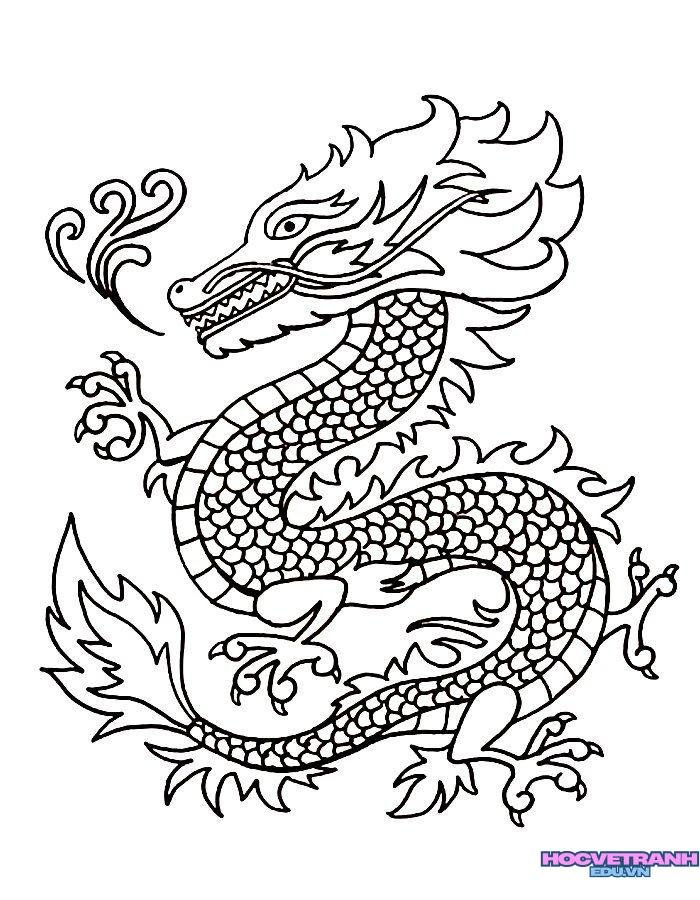 tranh tô màu con rồng xinh nhất