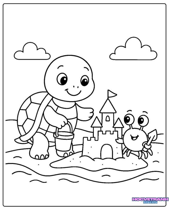 tranh tô màu con rùa siêu đẹp