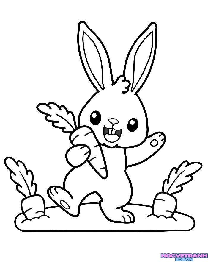 tranh tô màu con thỏ đáng yêu nhất