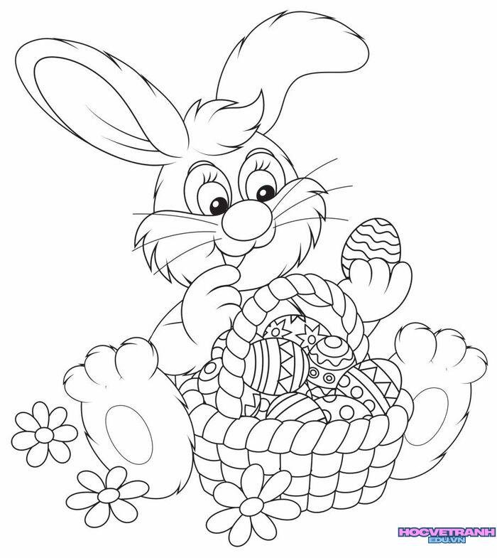 tranh tô màu con thỏ đẹp yêu
