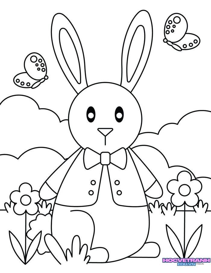 tranh tô màu con thỏ siêu cute