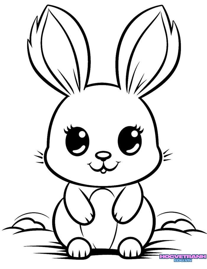 tranh tô màu con thỏ siêu đáng yêu