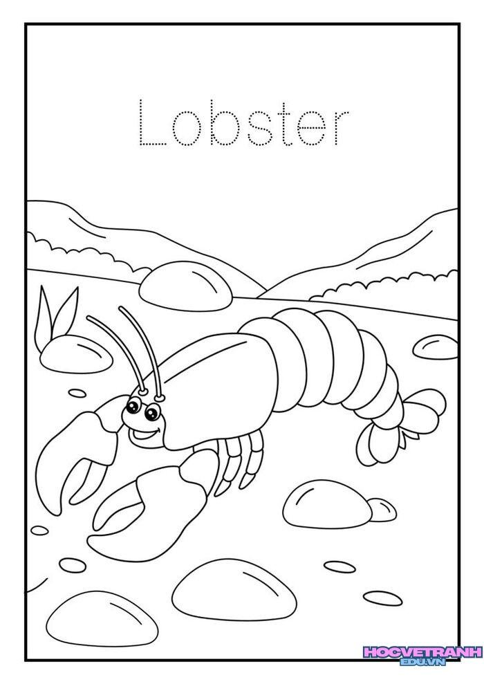 tranh tô màu con tôm cute xinh