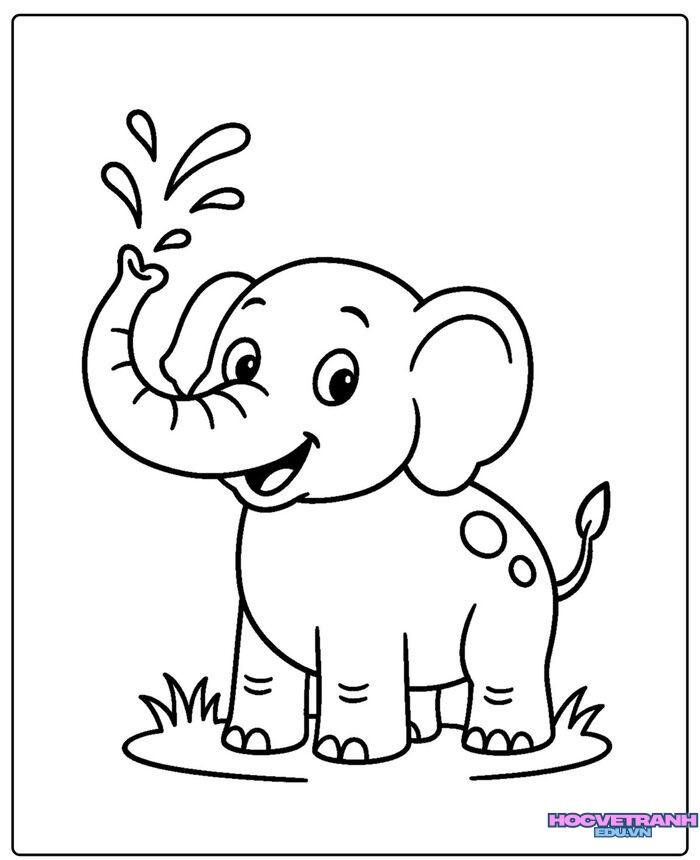 tranh tô màu con voi siêu đẹp
