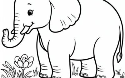 tranh tô màu con voi xinh