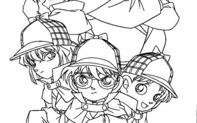 tranh tô màu conan cute