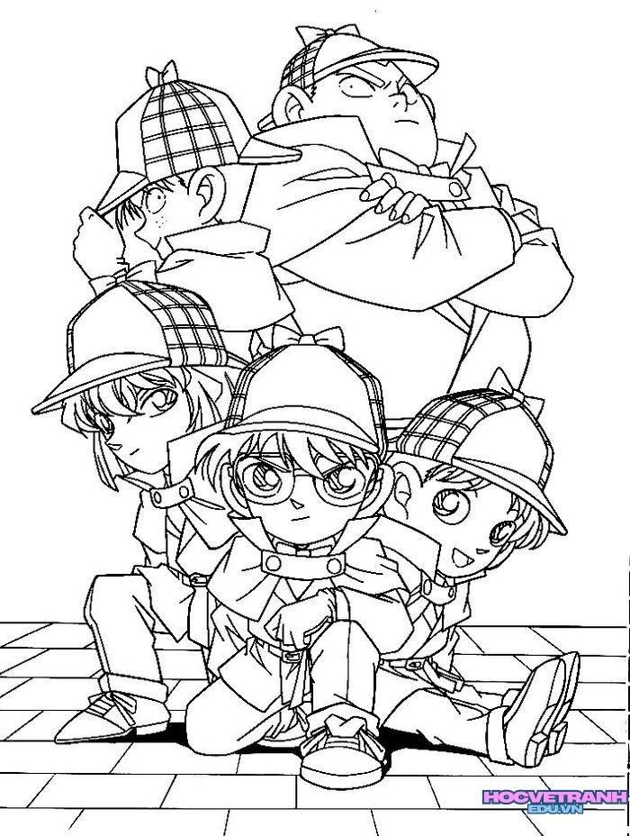 tranh tô màu conan cute