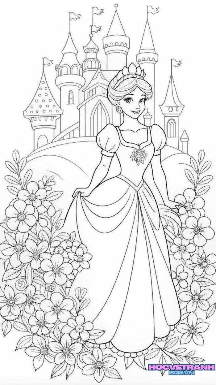 tranh tô màu công chúa xinh