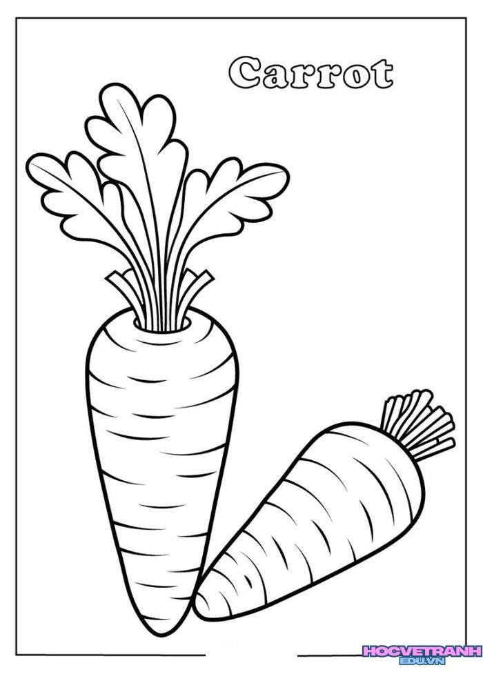 tranh tô màu củ cà rốt cute