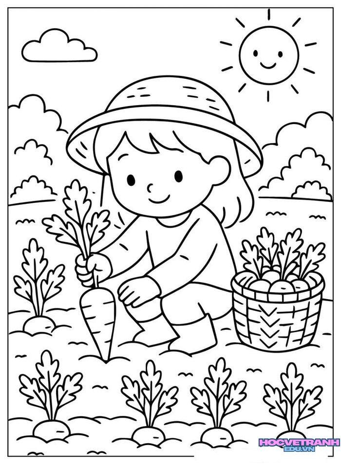 tranh tô màu củ cà rốt siêu đẹp