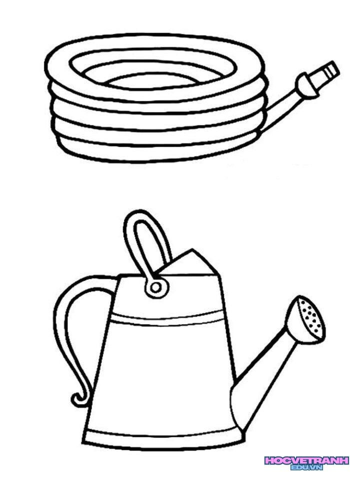 tranh tô màu dụng cụ nghề nông xinh nhất