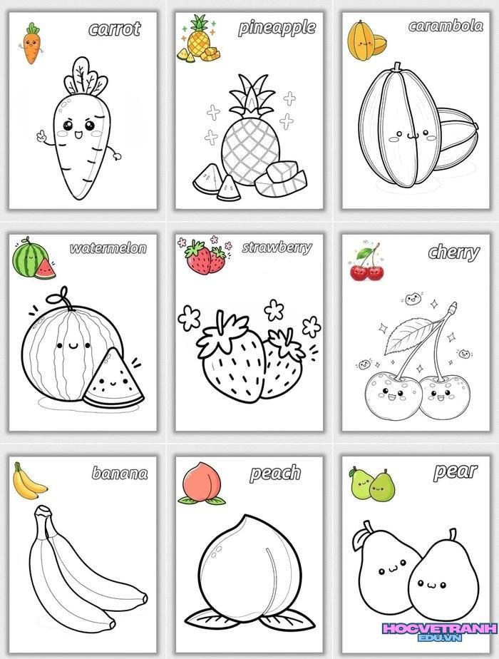 tranh tô màu rau củ quả 9