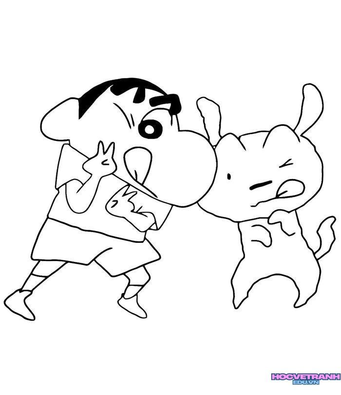 tranh tô màu shin cậu bé bút chì 18