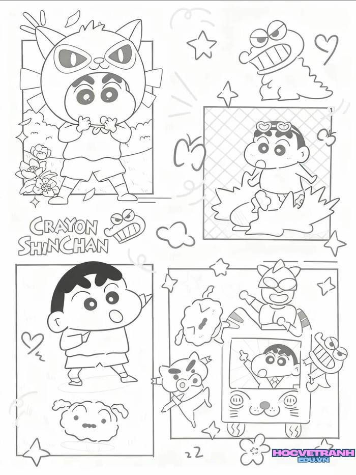 tranh tô màu shin cậu bé bút chì 21
