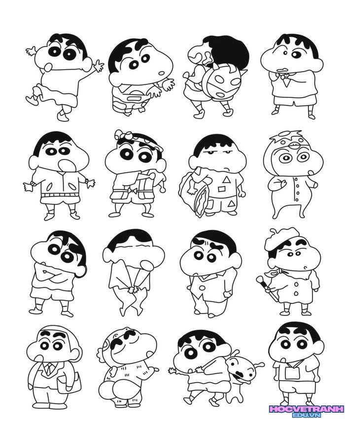 tranh tô màu shin cậu bé bút chì 29