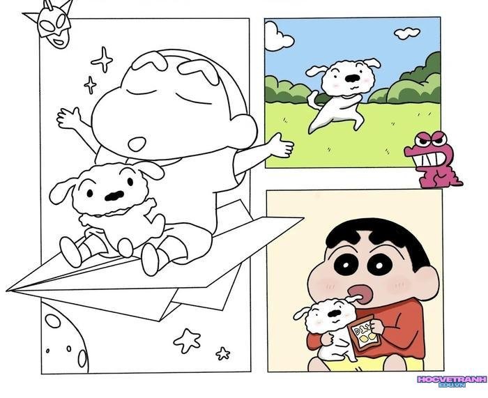 tranh tô màu shin cậu bé bút chì 35