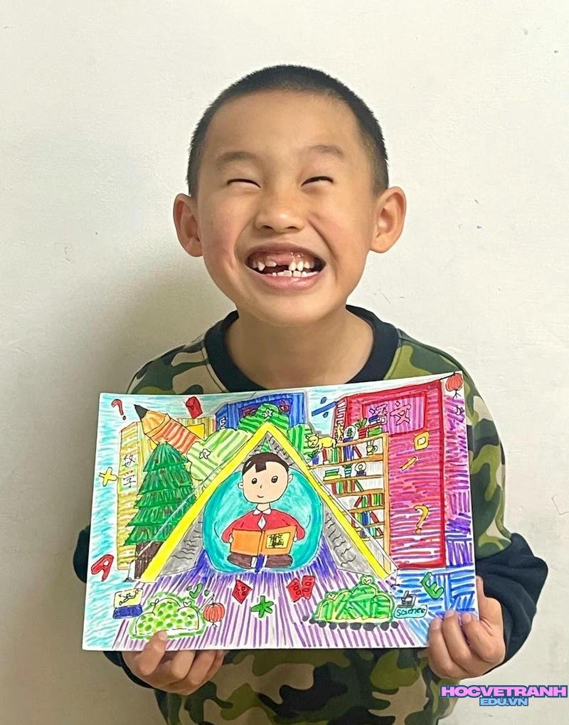 tranh vẽ góc học tập