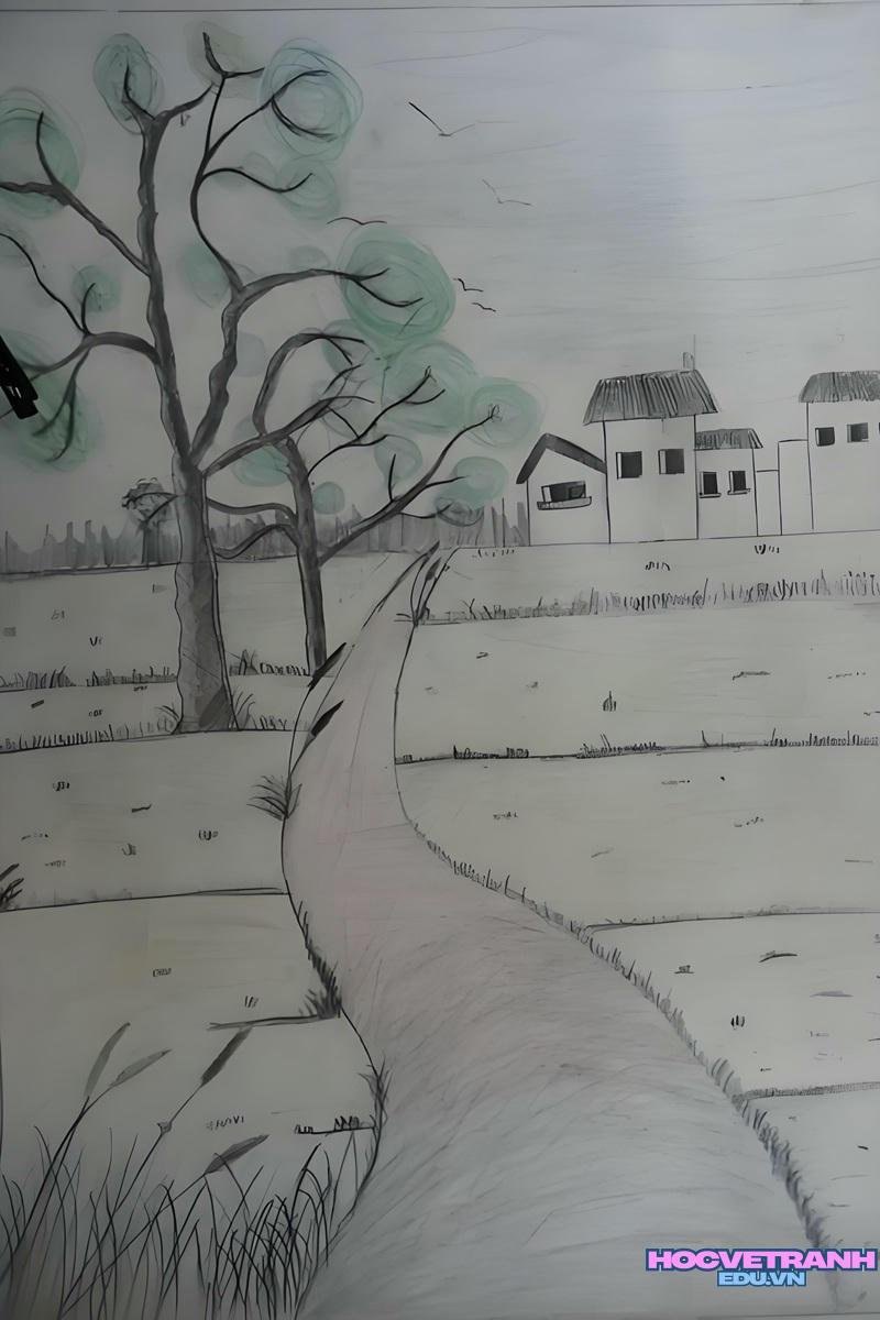 tranh vẽ làng quê