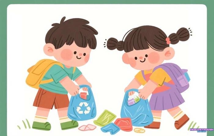 tranh vẽ nhặt rác