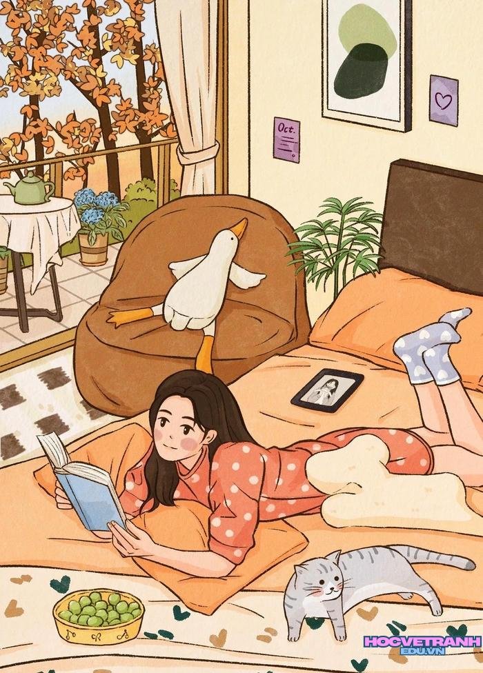 vẽ bé làm việc nhà