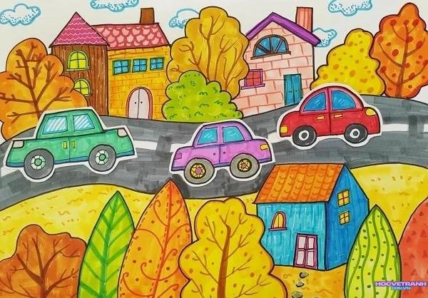 vẽ cảnh mùa thu đơn giản