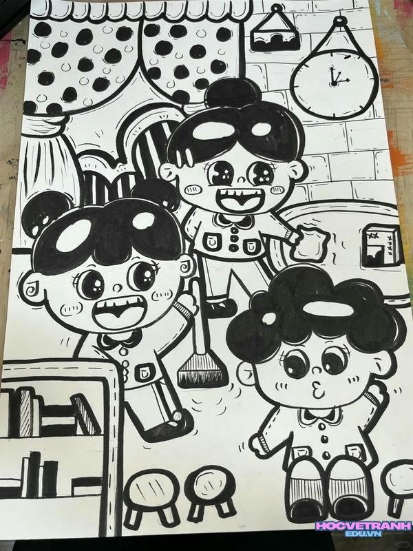 vẽ chủ đề lao động