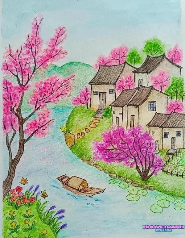 vẽ chủ đề mùa xuân