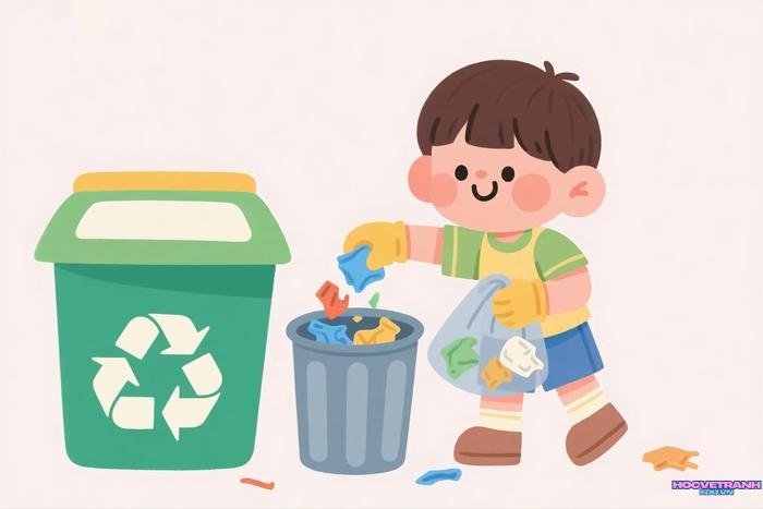 vẽ dọn dẹp rác thải