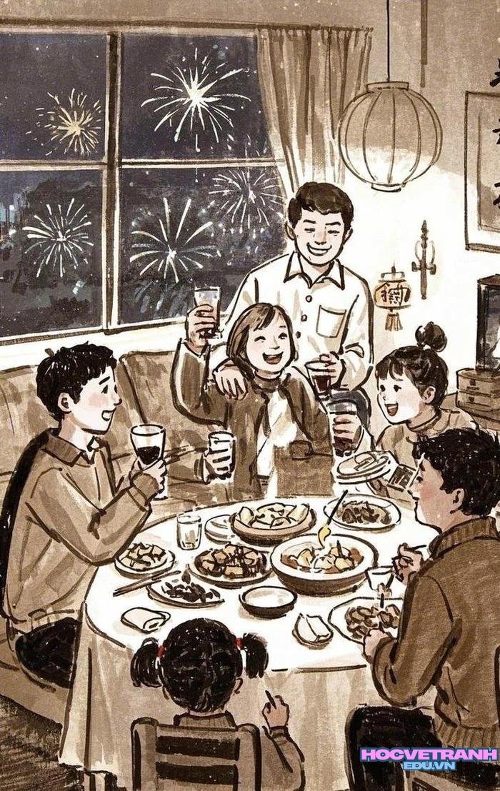 vẽ gia đình ba thế hệ