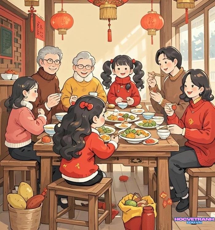 vẽ gia đình bên nhau