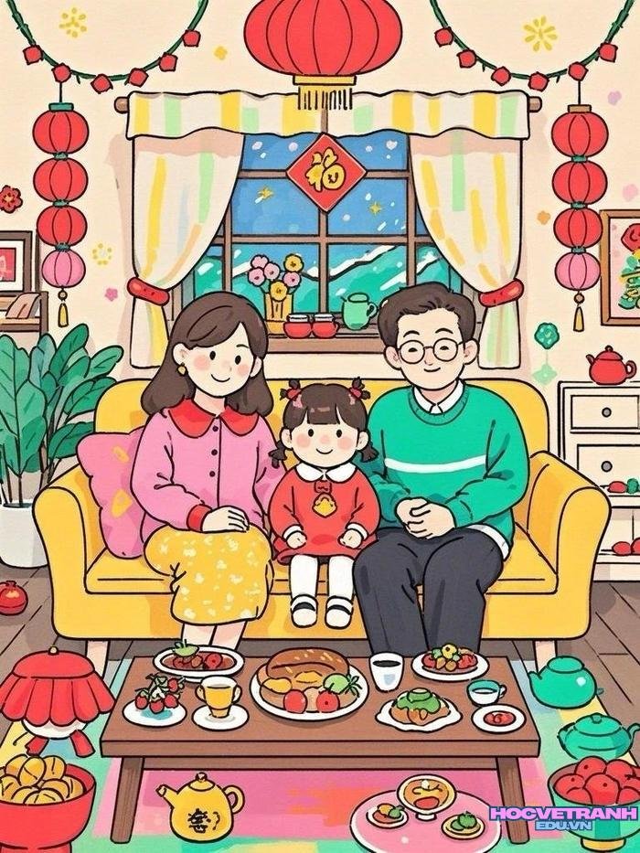 vẽ gia đình hạnh phúc