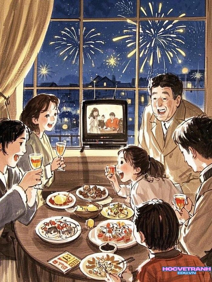 vẽ gia đình sắc màu