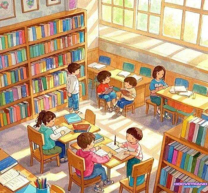 vẽ góc đọc sách