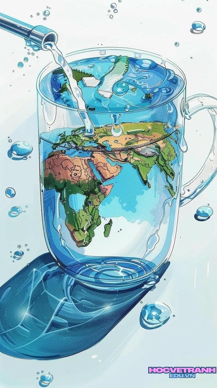 vẽ hành động tiết kiệm nước