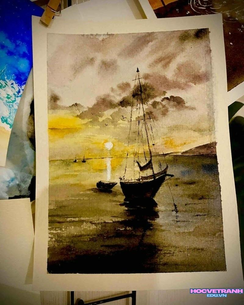 vẽ hoàng hôn