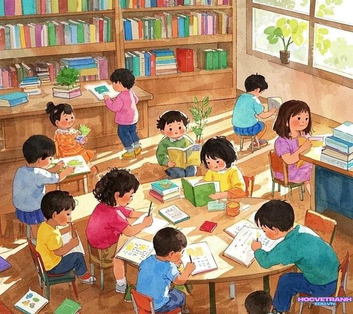 vẽ không gian thư viện