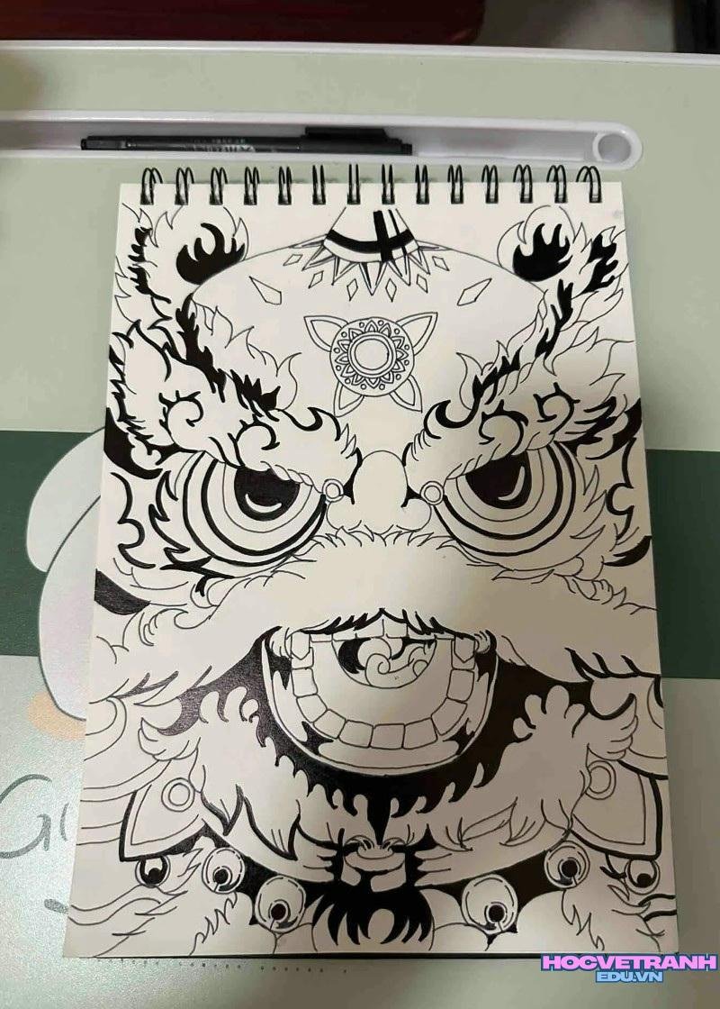 vẽ múa lân ngày tết