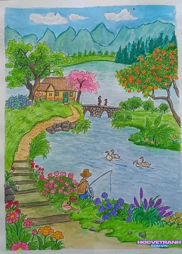 vẽ mùa xuân đơn giản