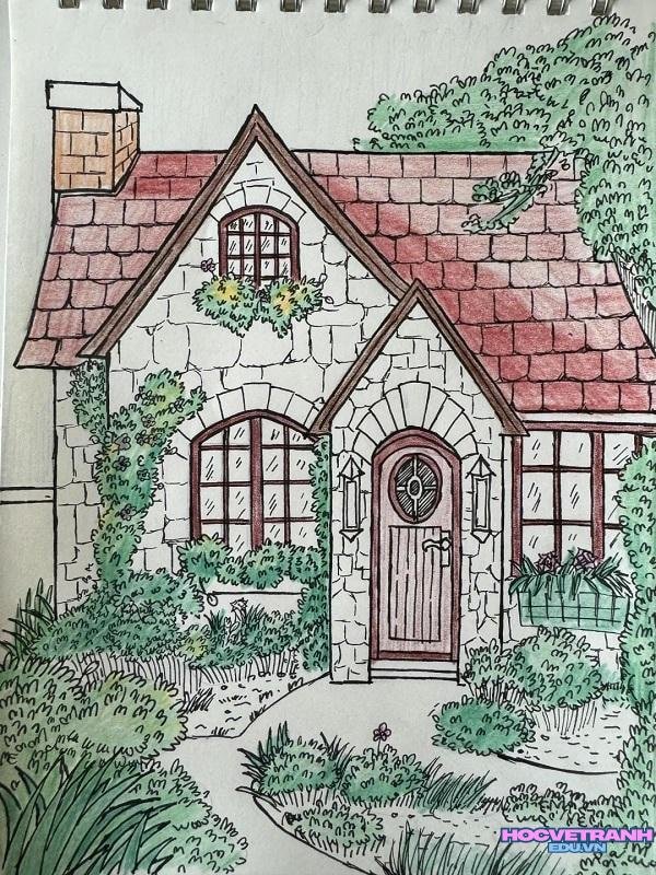 vẽ ngôi nhà trong tranh đơn giản