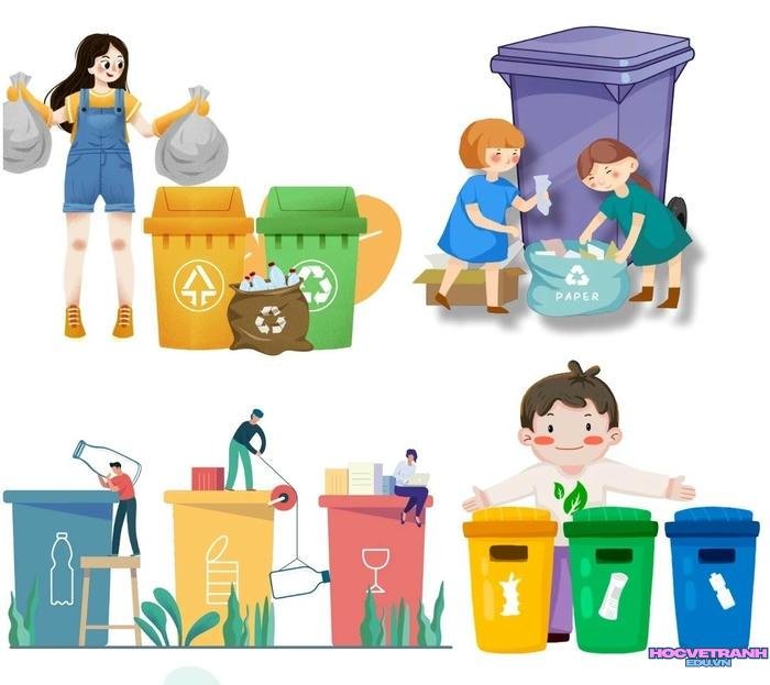 vẽ người nhặt rác thải