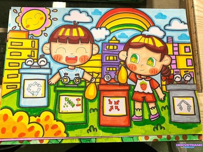 vẽ nhặt rác túi nilon