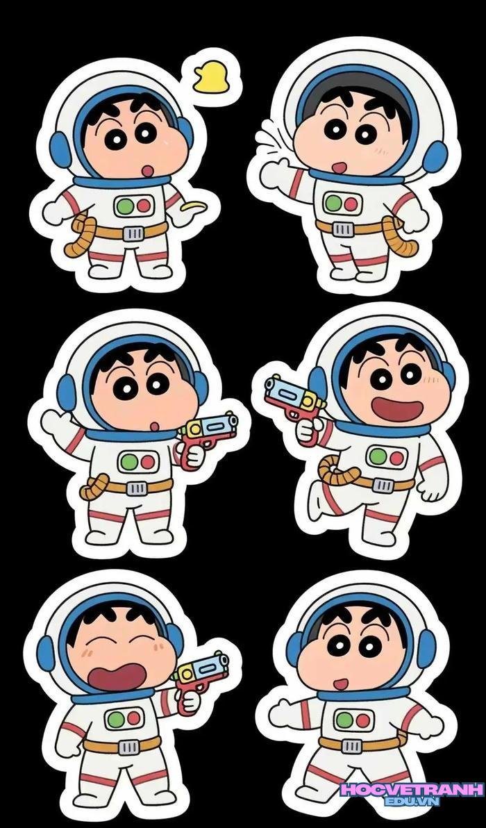 vẽ phi hành gia cute đơn giản